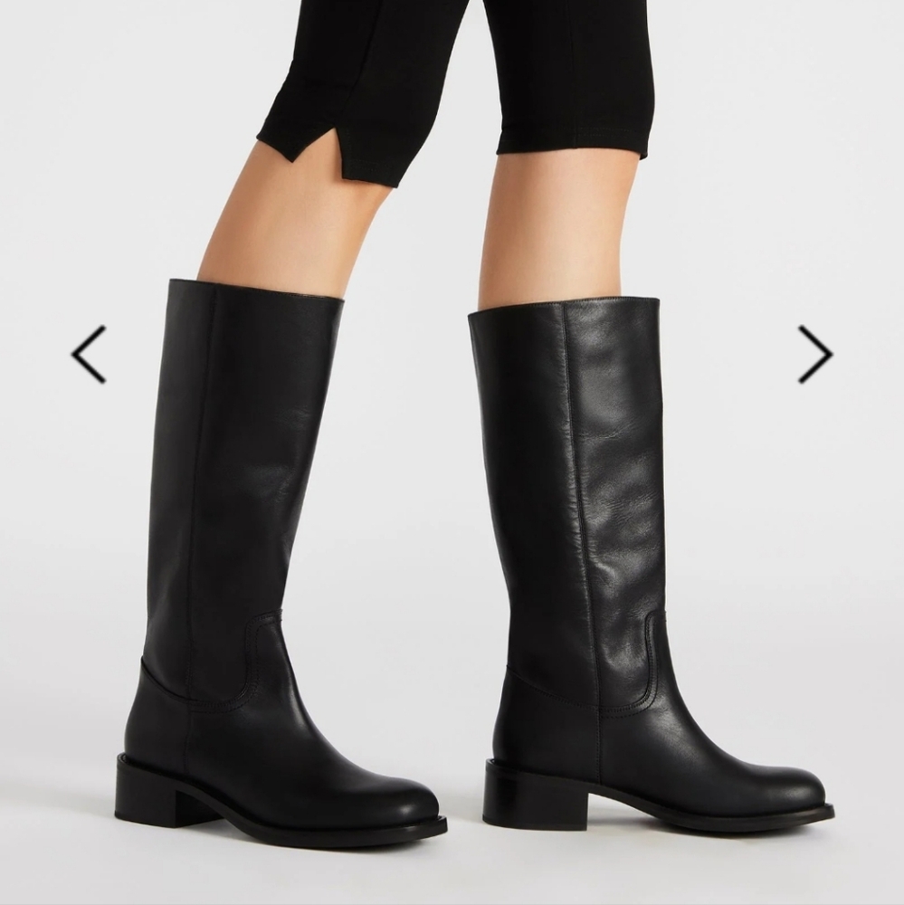 Black Leather Knee-High Boots